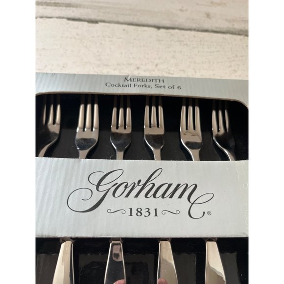 GORHAM MEREDITH HORS D'OEUVERS COCKTAIL FORKS SET OF 6 NEW IN BOX - Picture 1 of 3